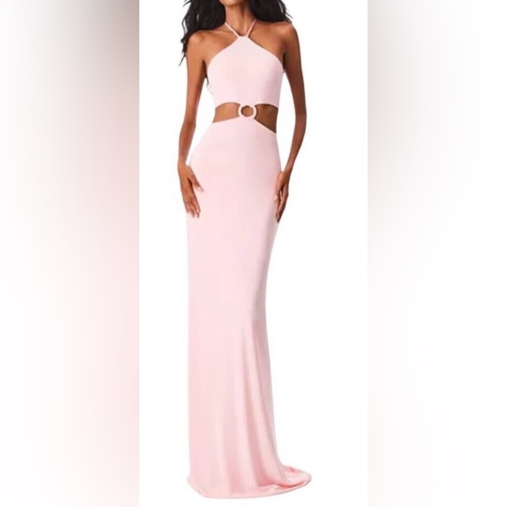 Alice + Olivia Marguerite Rose Pink Cutout Long Halter Dress Size 6 New With Tag - Picture 6 of 13